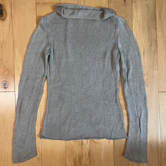 XS Banana Republic Taupe Silk Knit Mock-Neck Long Sleeve - Picture 2 of 7